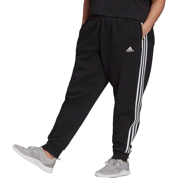 Plus Size Adidas 3-Stripe Fleece Joggers, Women's, Size: 4XL, Black - Picture 1 of 3